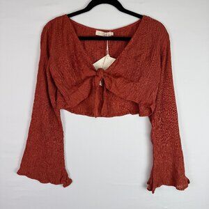 Rust Tie-Front Women Top